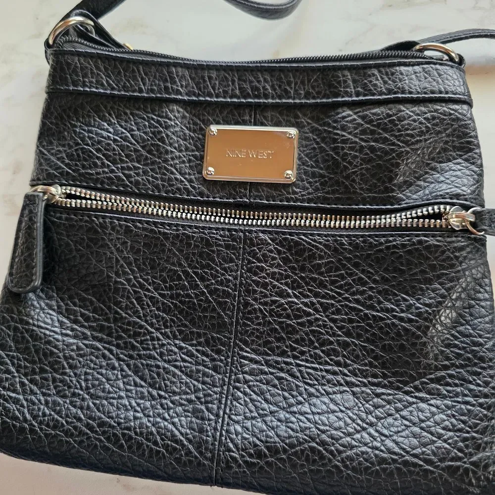 Nine West Black Crossbody Shoulder Bag with Silver Hardware